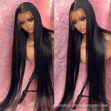 Wholesale Virgin Raw Hd Lace Wig Unprocessed Lace Front Straight Wig Remy Hd Lace Front Human Hair Wig for Black Women